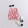 100% cotton hearts printed sleeveless front ruched collar neck crop top-Red/off-white