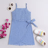 yarn dyed stripes singlet wrap dress-Blue/white