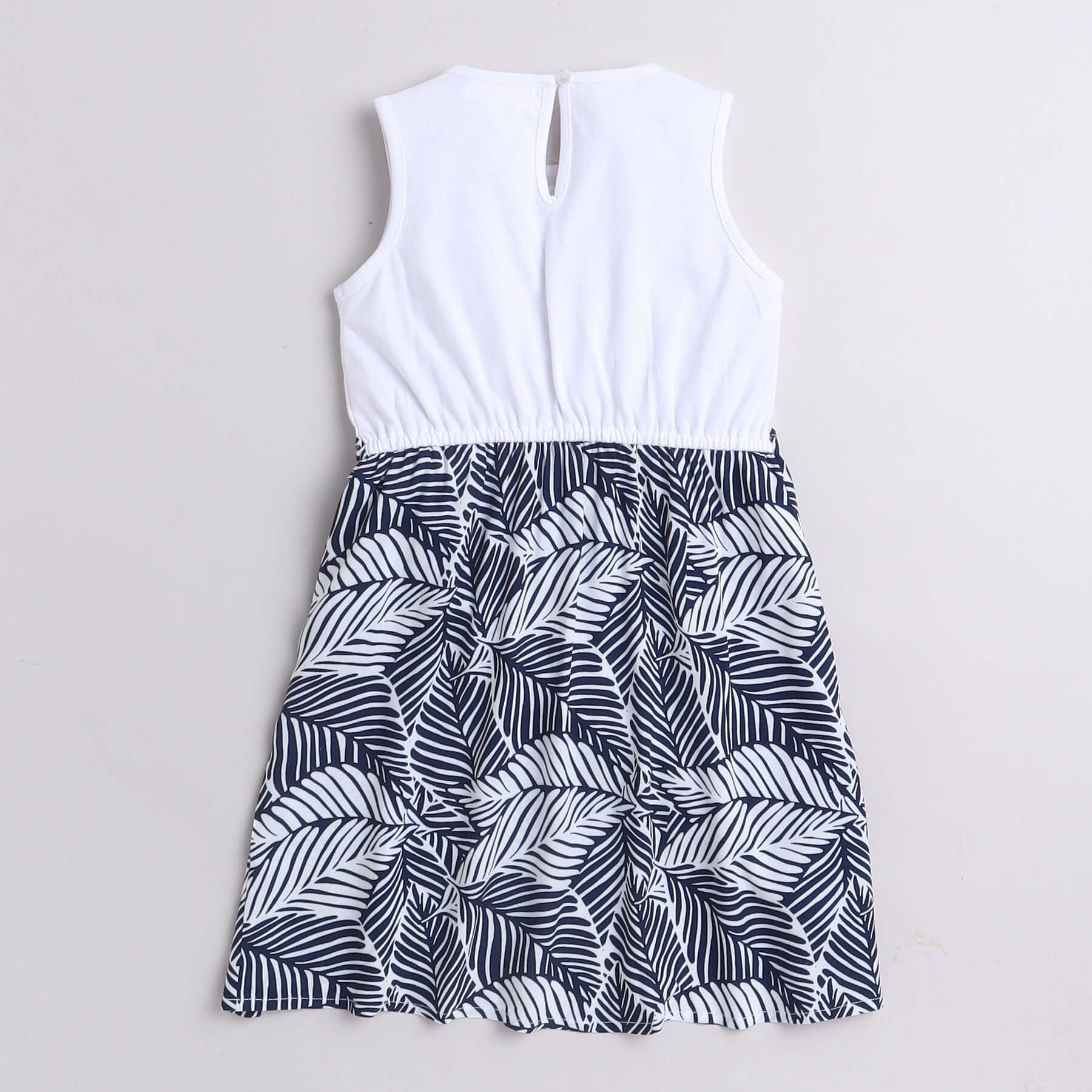 Shop Tropical Printed Sleeveless Round Neck Wrap Dress-White/Multi Online