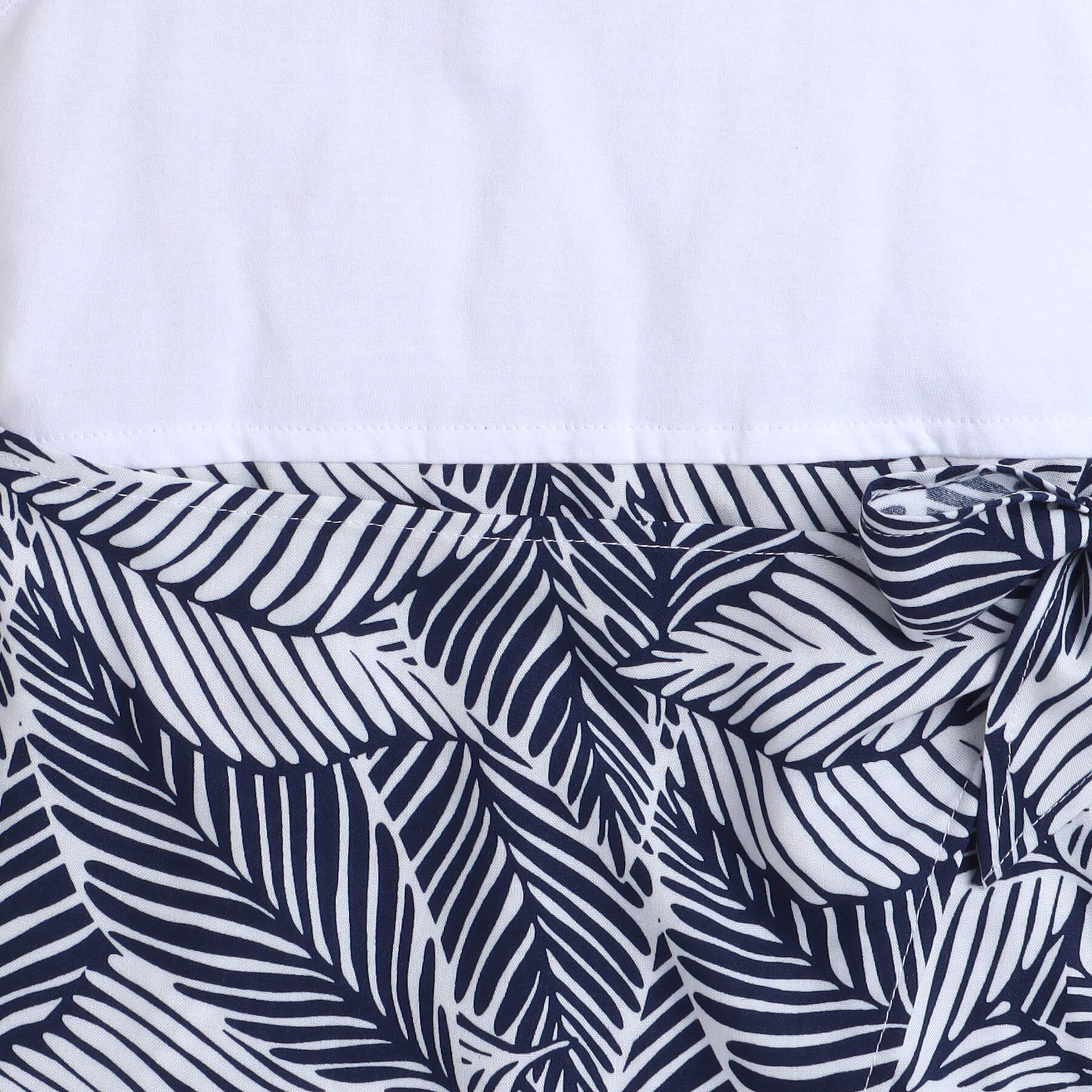 Taffykids Tropical printed Sleeveless round neck wrap dress-White/Multi