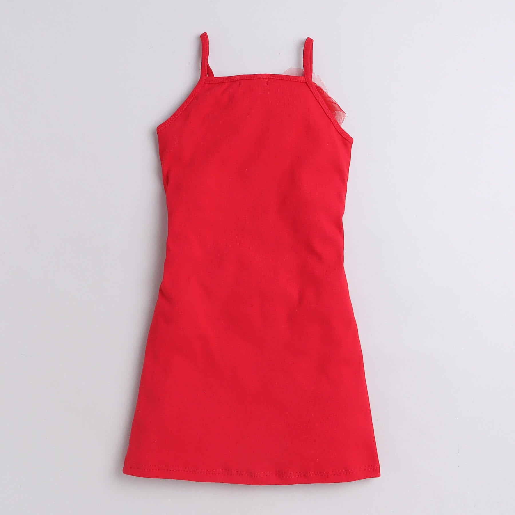 Shop 100% Cotton Rose Detail Solid Singlet Dress-Red Online