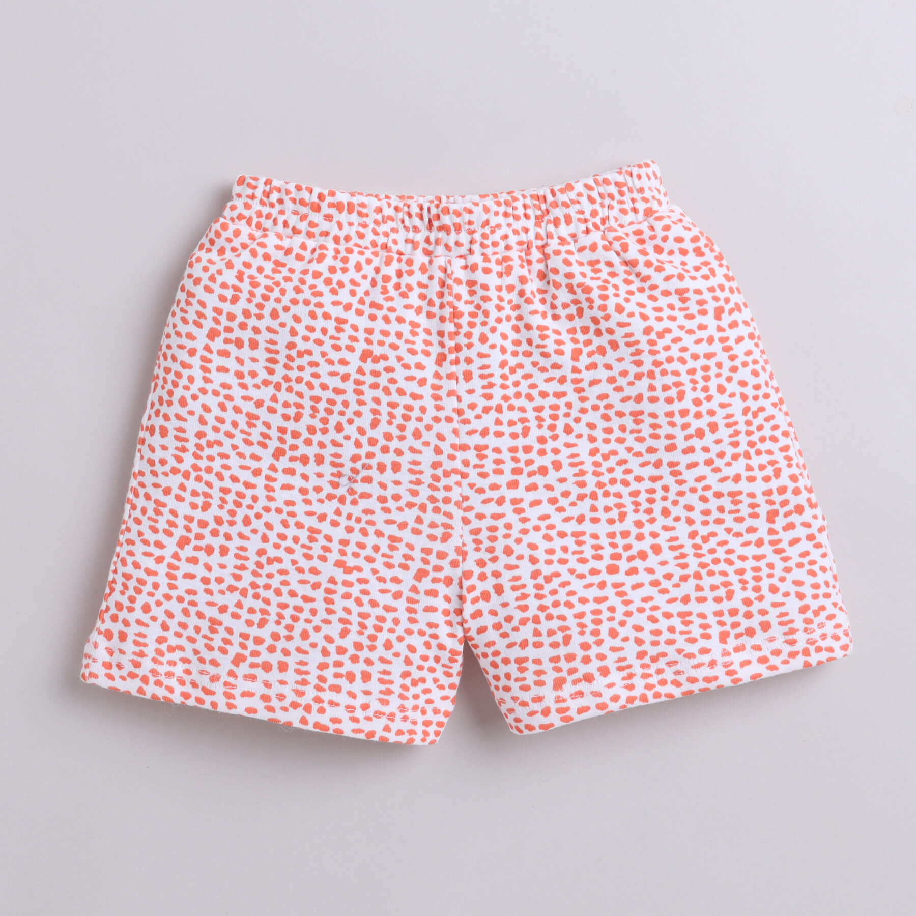 Shop 100% Cotton Polka Dots Printed Halter Neck Crop Top And Shorts Set-Orange/White Online