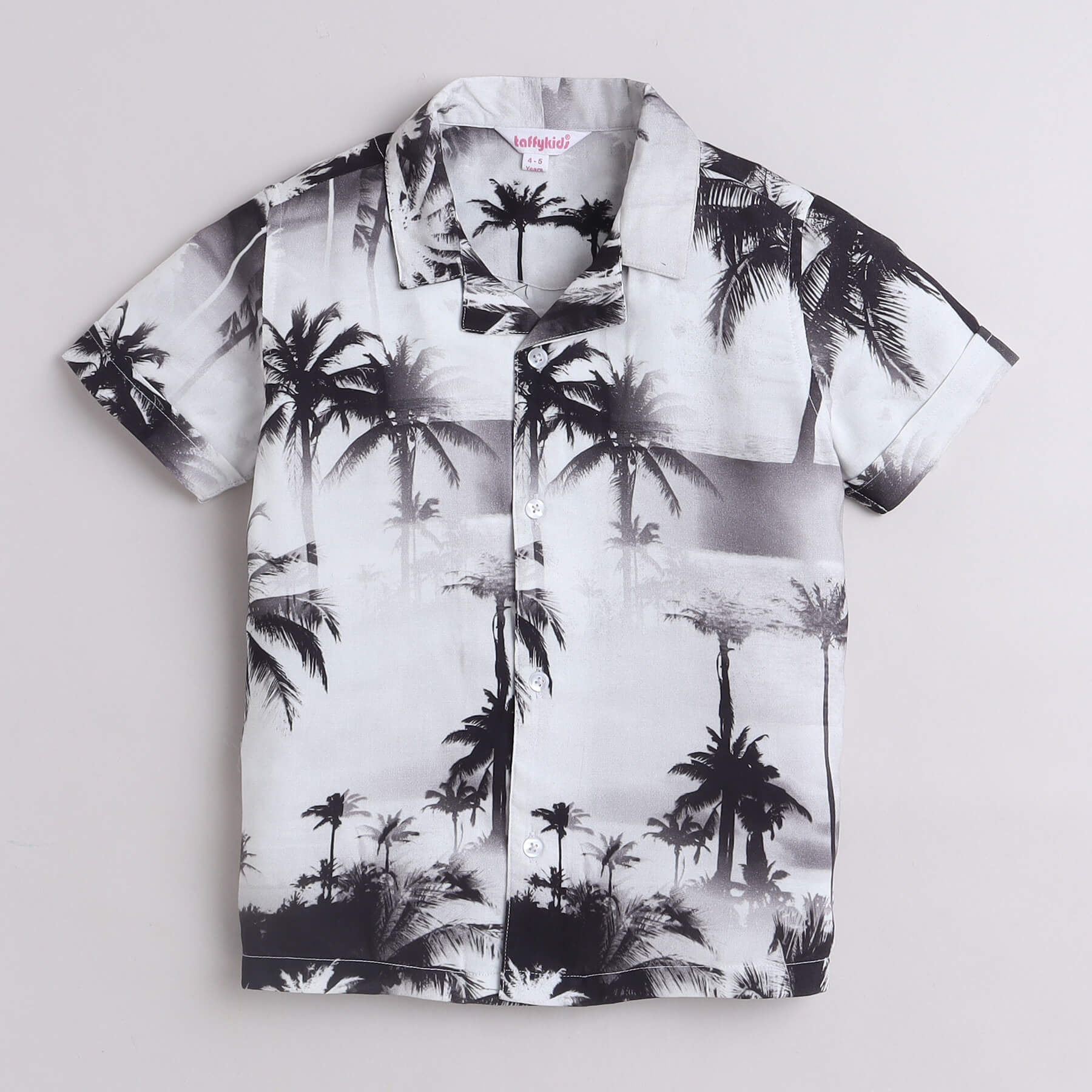 Shop 100% Viscose Tropical Printed Half Sleeves Shirt- Black/White Online
