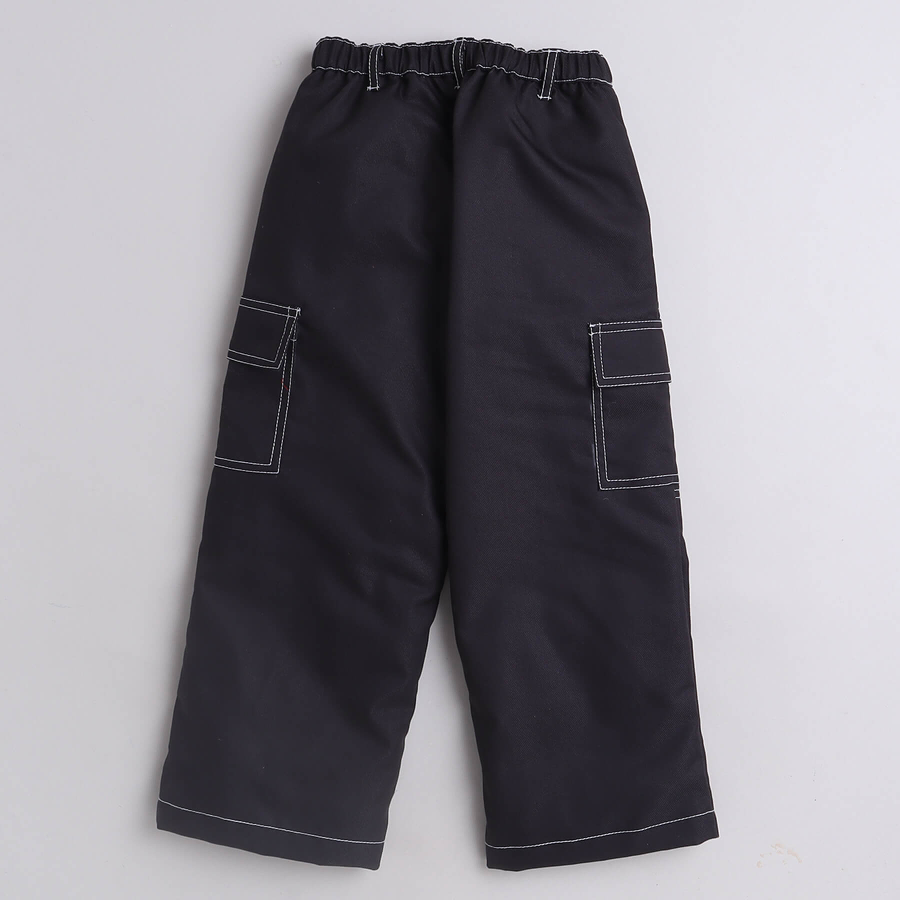 Taffykids full length contrast stitch detail cargo pant-Black
