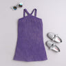 pleated halter neck glitter party dress-Purple