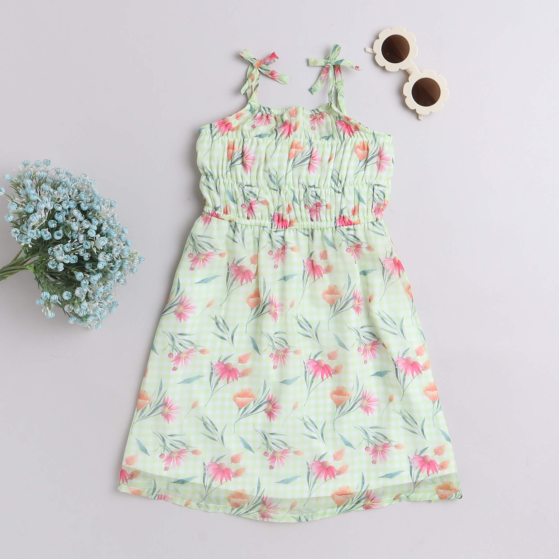 Shop Floral Printed Smocked Detail Singlet Dress - Multi Online