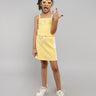 flower embroidered singlet top with short skirt set - Yellow