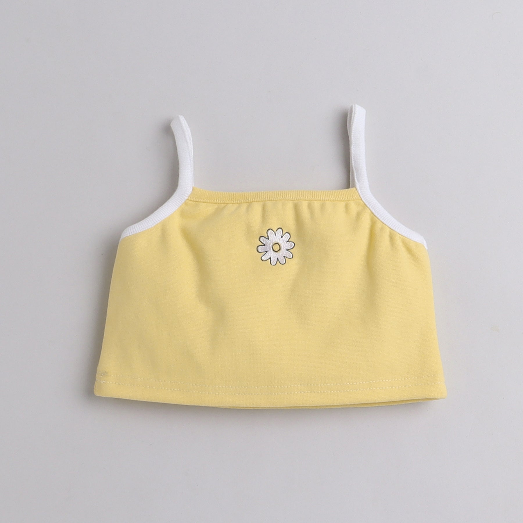 Shop Flower Embroidered Singlet Top With Short Skirt Set - Yellow Online