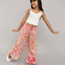 sleeveless V-neck top and floral printed pant set - Multi