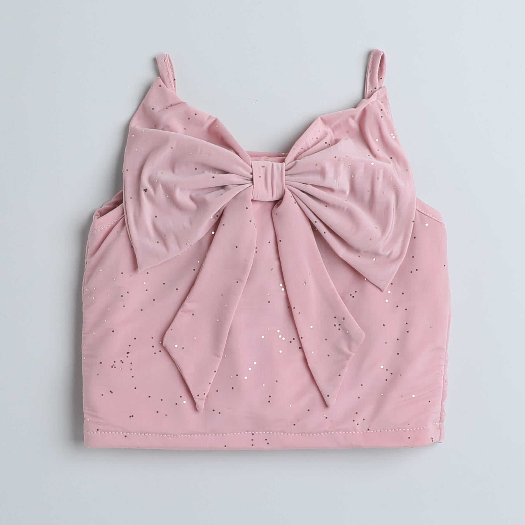 Shop Bow Detail Singlet Glittered Party Crop Top-Pink Online
