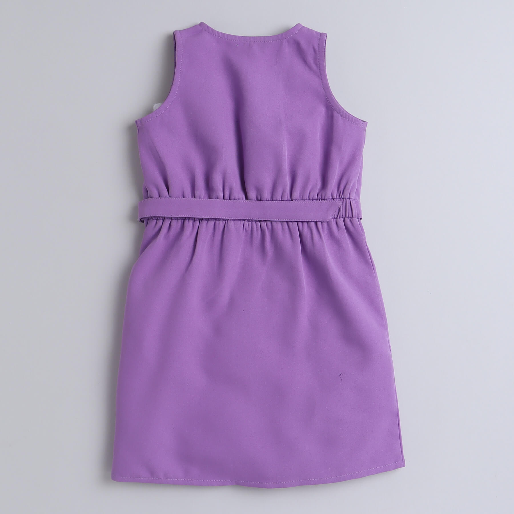 Taffykids solid sleeveless pocket detail wrap dress-Purple