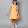 Shop Frill Detail One Shoulder Top And Tiered Skirt Set- Mustard Orange Online