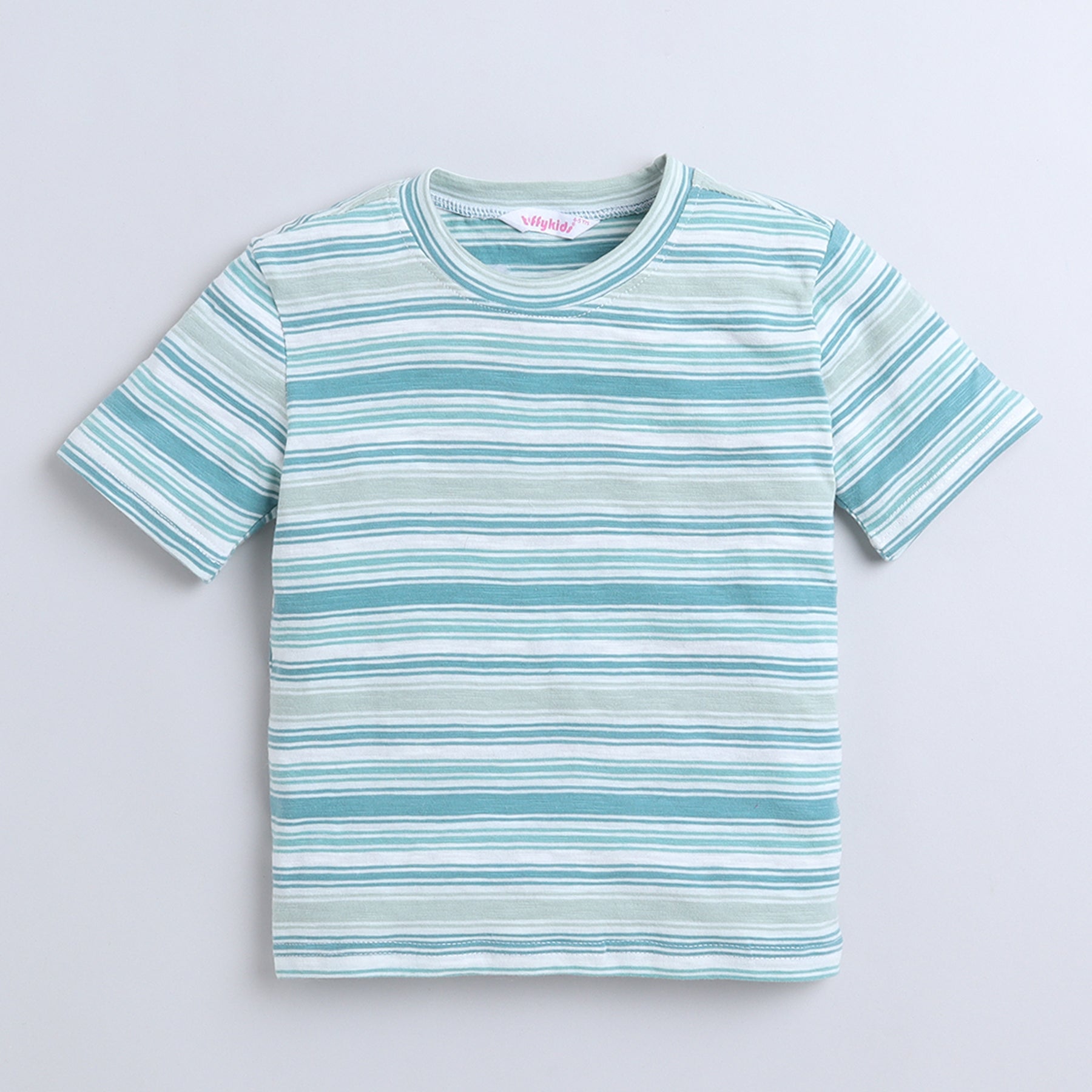 Cotton Yarn dyed stripe half sleeves tee and cargo short set-Green