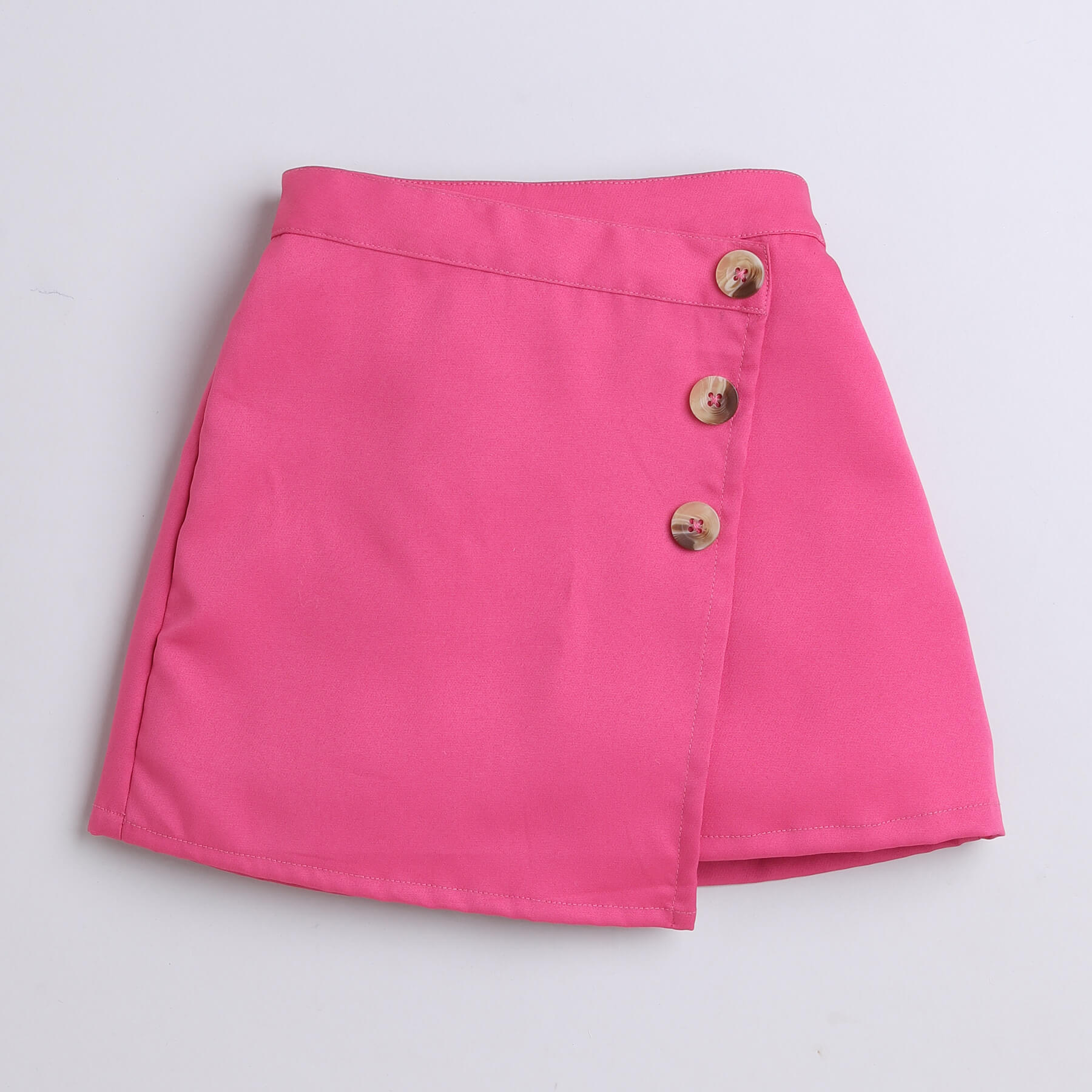 Shop Solid Full Sleeves Wrap Crop Blazer With Matching Button Detail Wrap Skirt Set-Pink Online