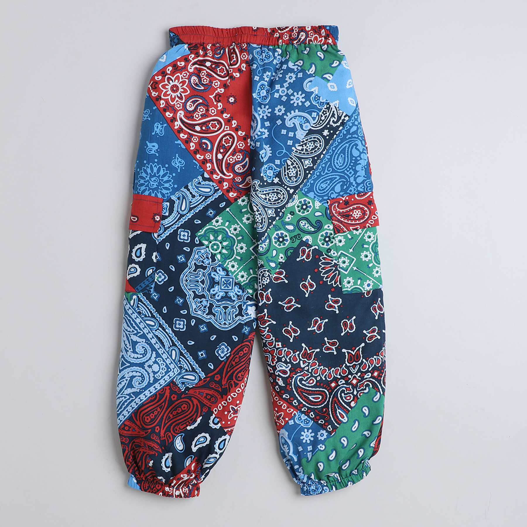 Shop Bandana Patchwork Printed Back Tie Up Halter Crop Top With Matching Pant Set-Multi Online
