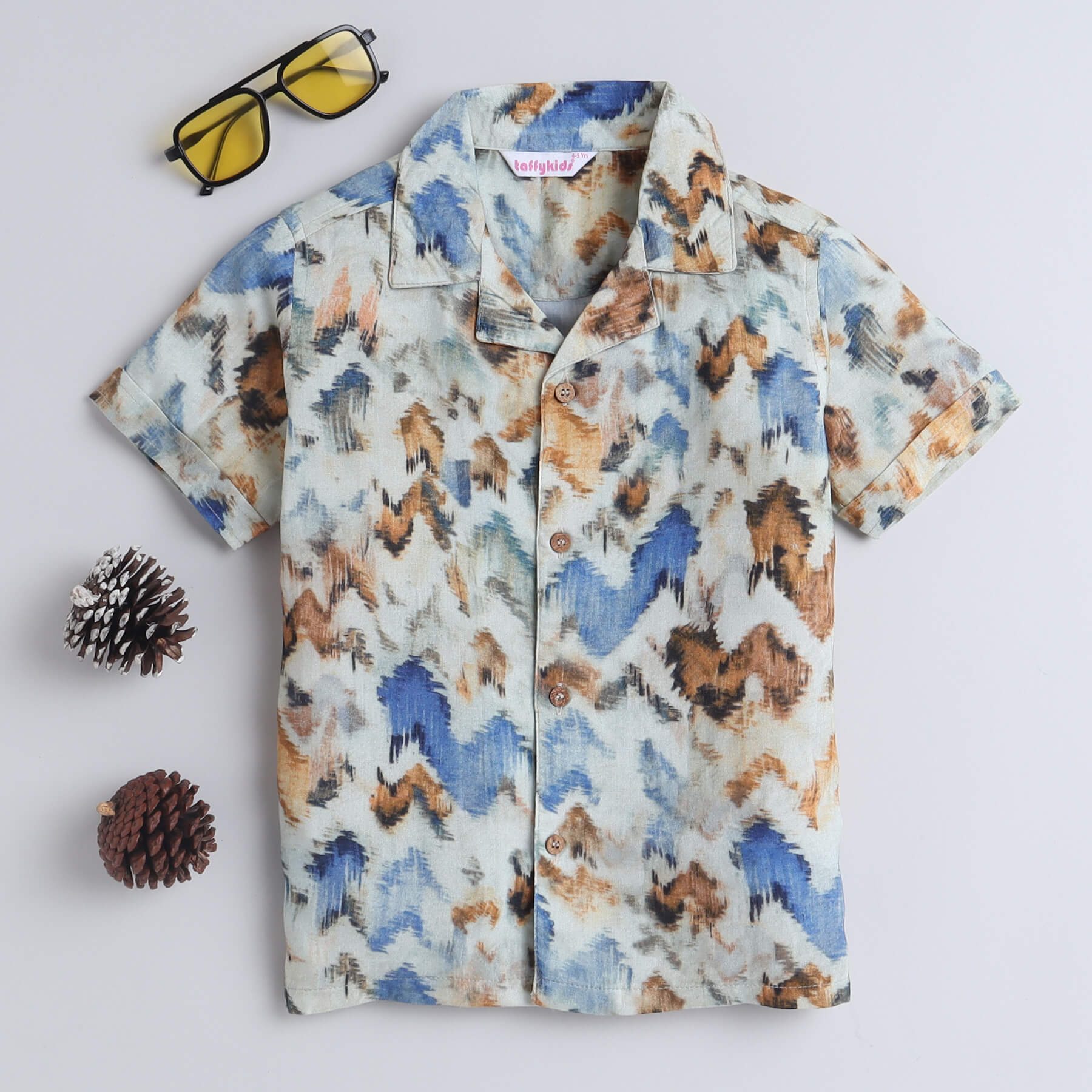 Taffykids Abstract printed half sleeves shirt- Multi