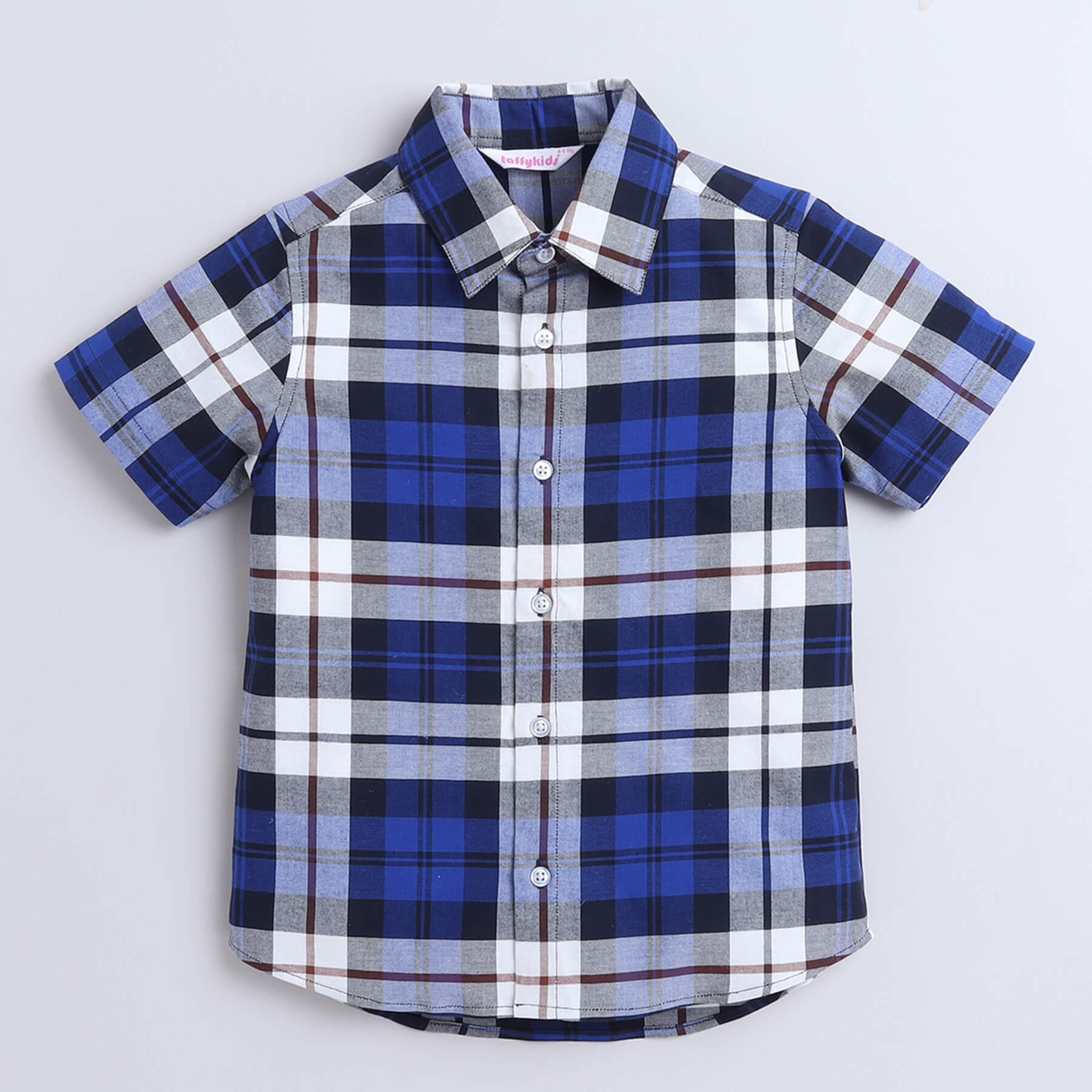 Shop Checks Yarn Dyed Half Sleeves Shirt With Attached Tee-Blue/White Online