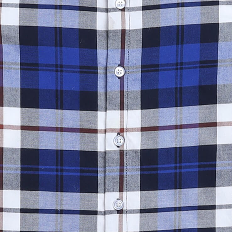 checks yarn dyed half sleeves shirt with attached tee-Blue/White