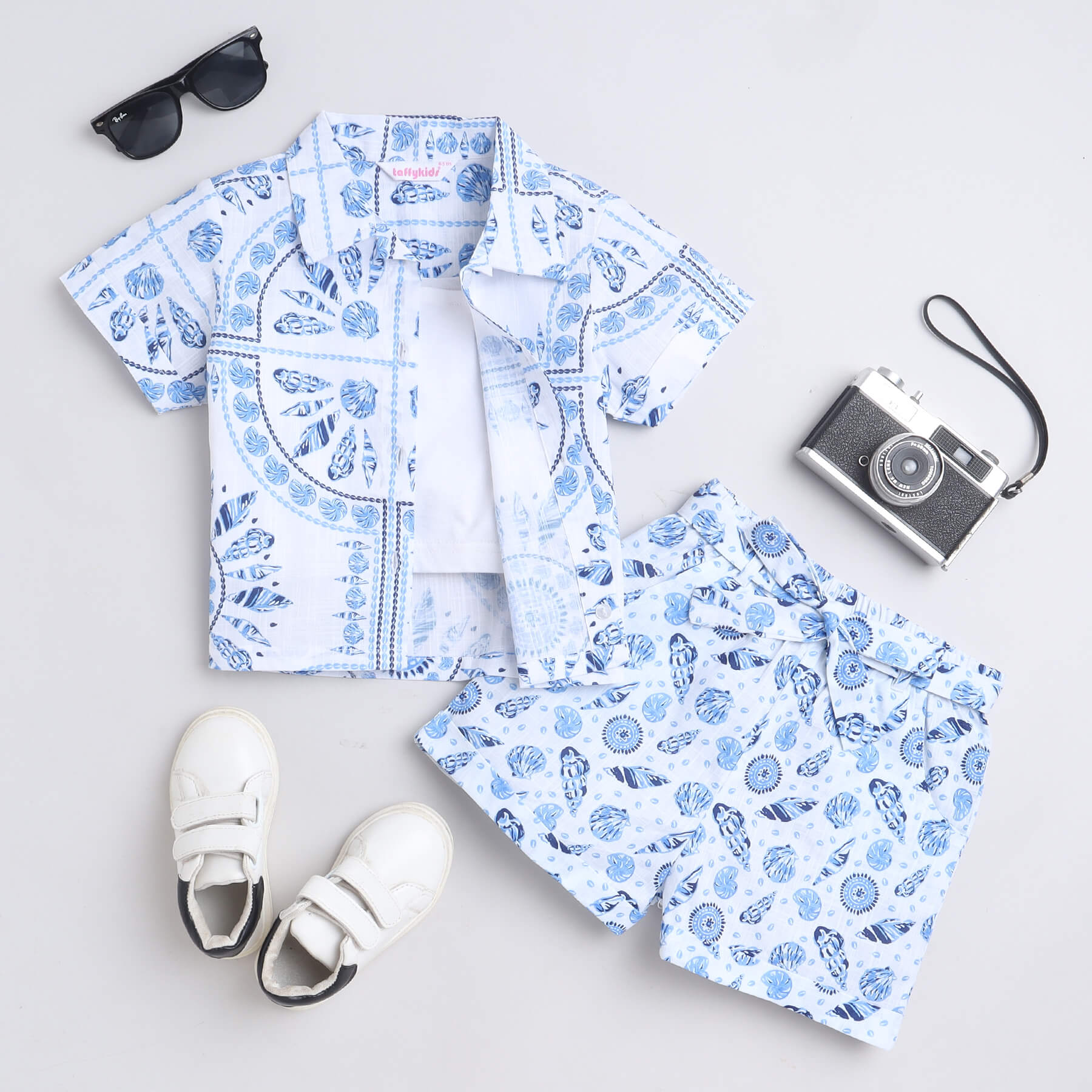 TKF-46-Skin - Kids 3Pc Jacquard Paper Cotton Dress With Malai Trouser main image 1