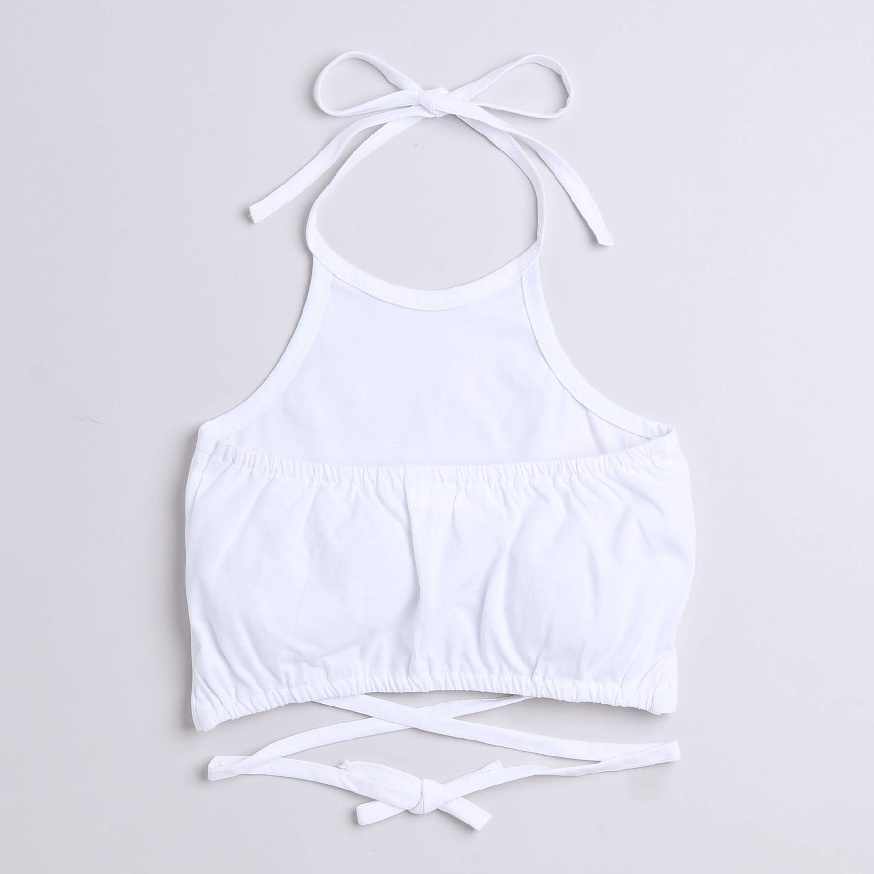 Shop Solid Halter Neck Waist Tie-Up Crop Top With Ikkat Printed Cargo Jogger Pant Set-White/Multi Online