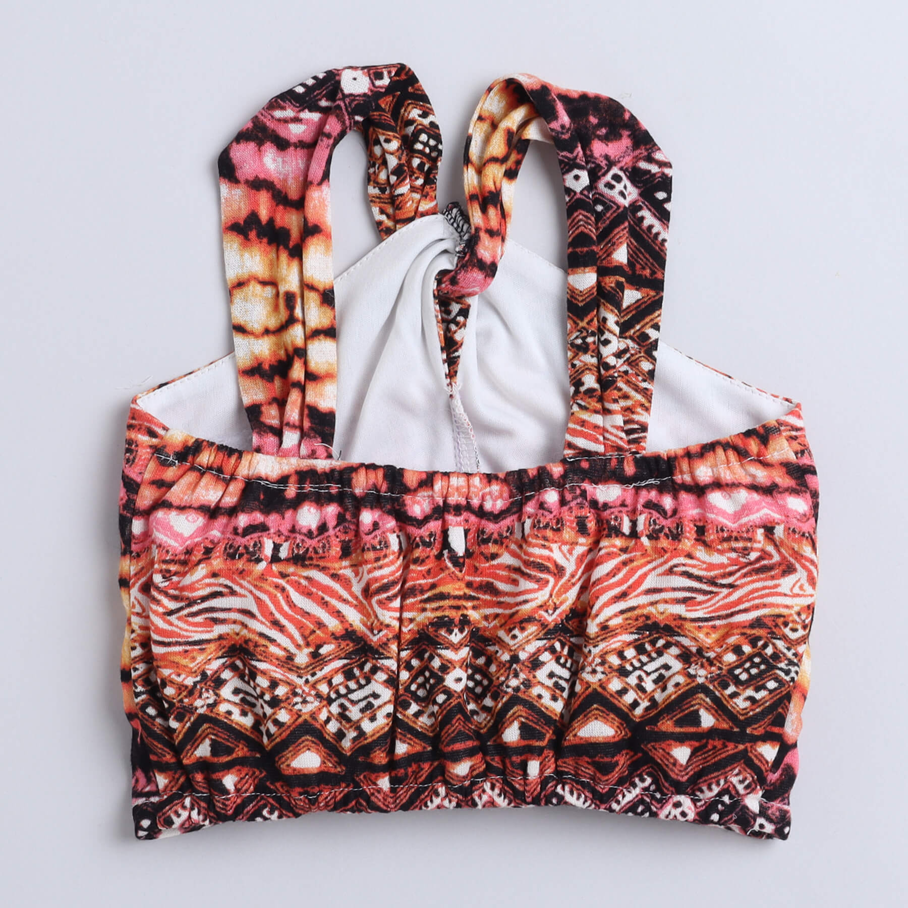 Shop Tribal Printed Halter Neck Crop Top And Matching Pant Set-Multi Online
