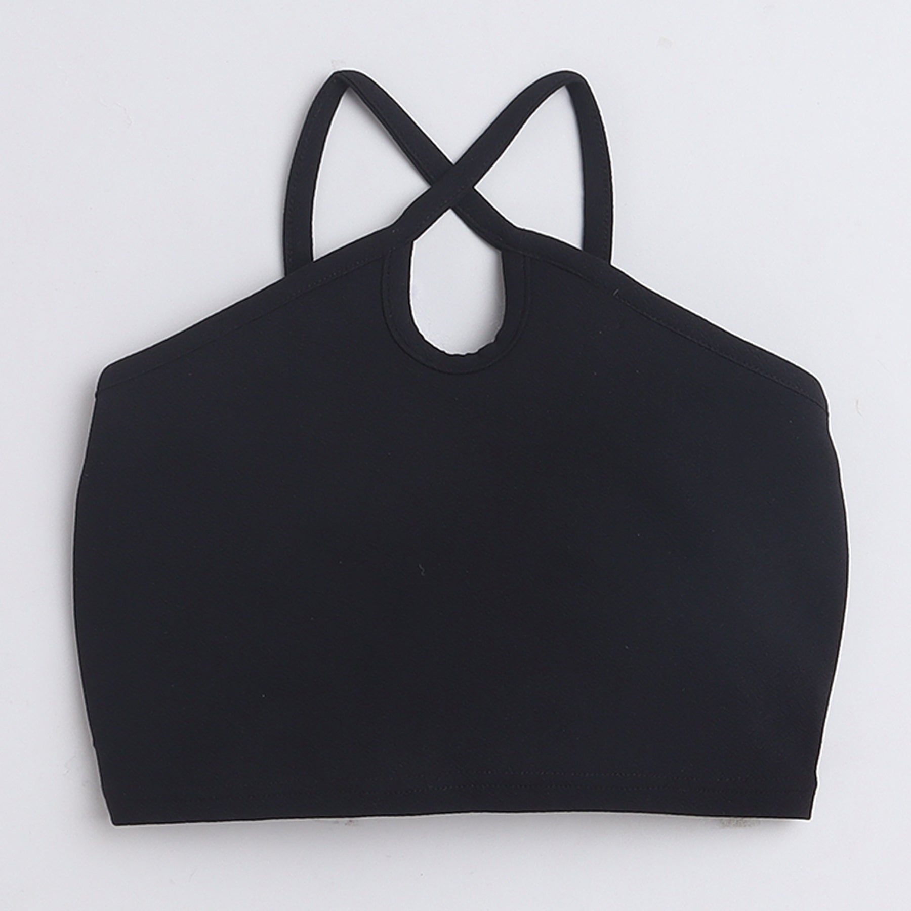 Shop Cut Out Detail Halter Neck Crop Top And Textured Bow Detail Skirt Set-Black/Grey Online