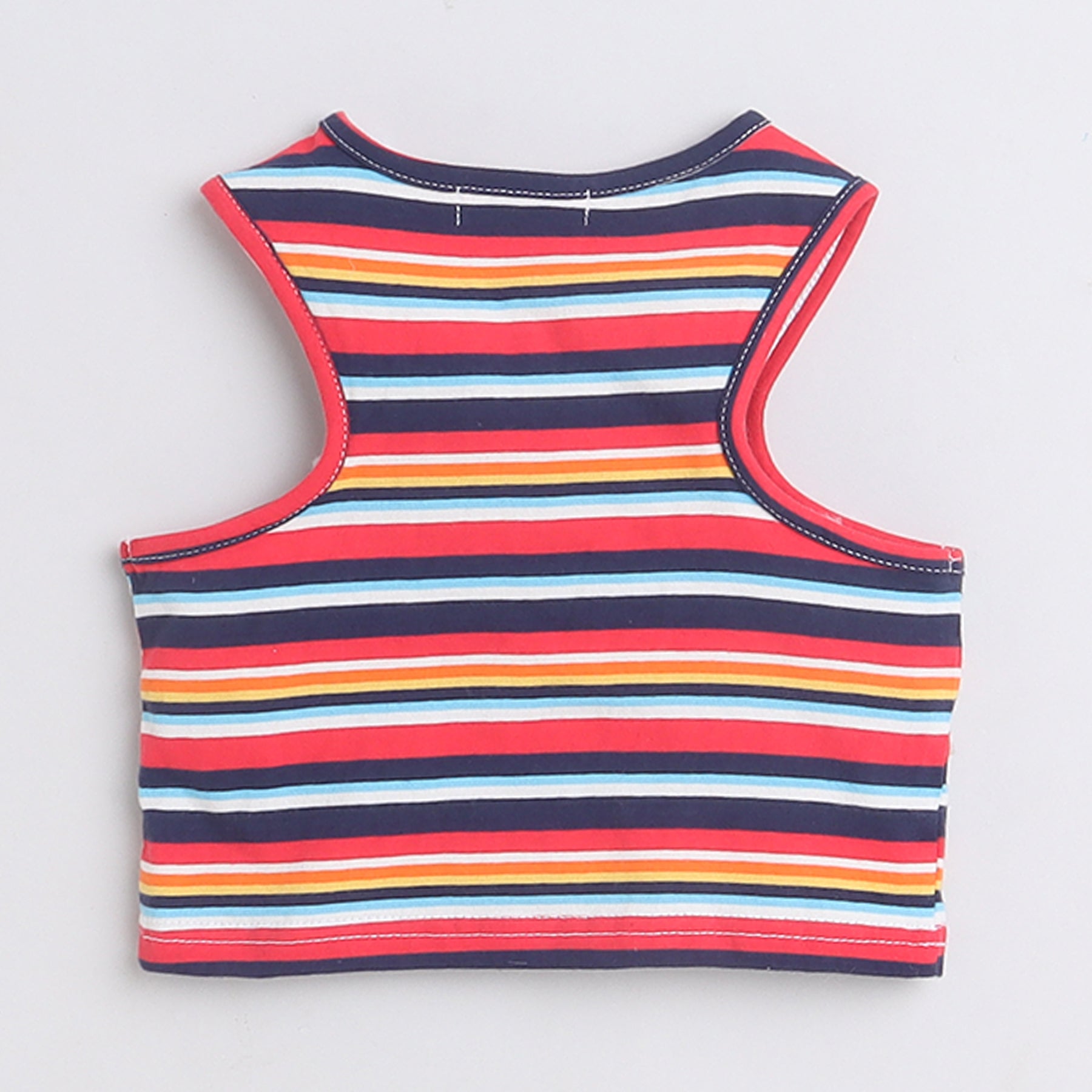 Shop Yarn Dyed Stripes Round Neck Crop Top And Solid Wrap Halter Neck Crop Top Pack Of Two- Pink/Multi Online