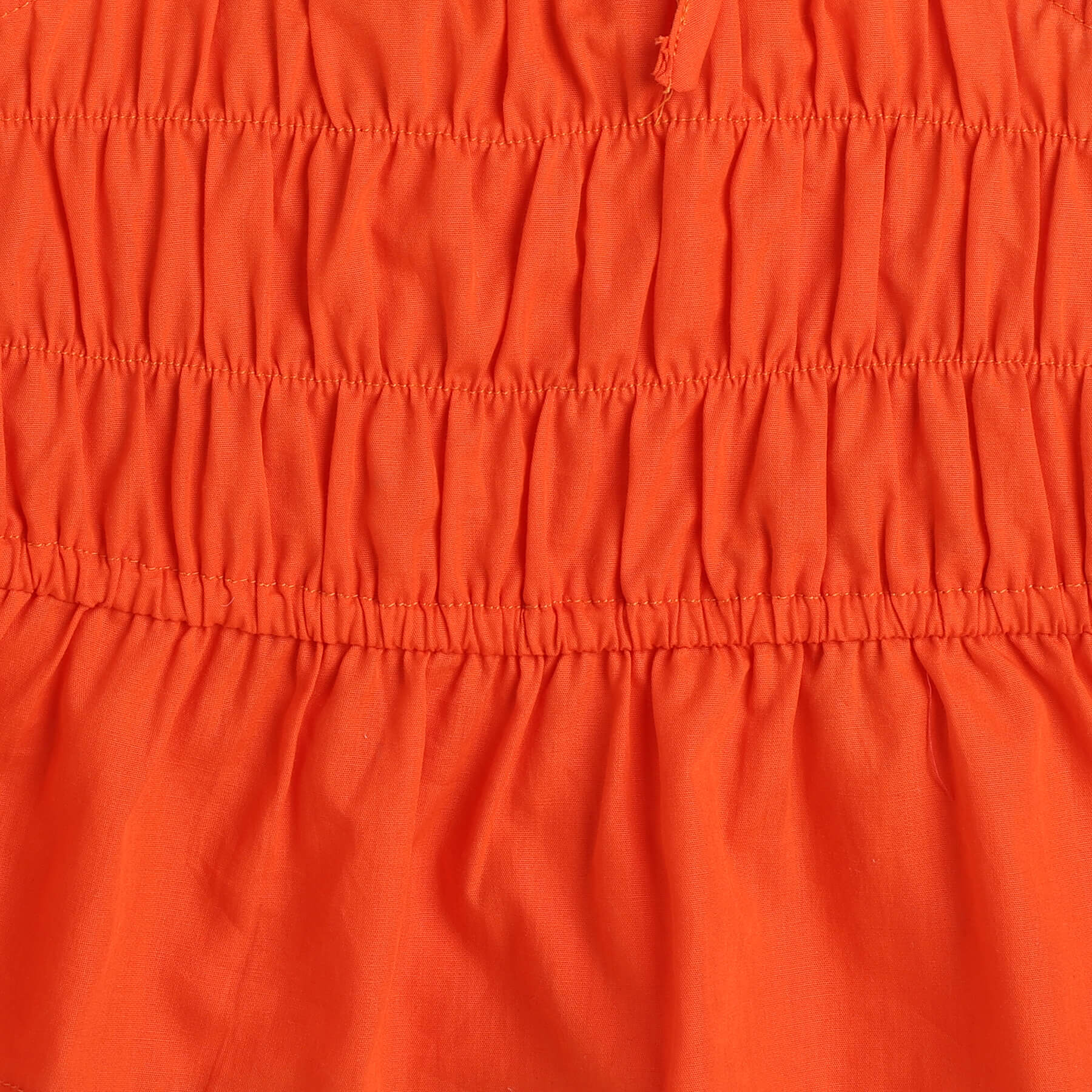 Taffykids 100% cotton poplin ruched shoulder tie-up peplum top-Orange