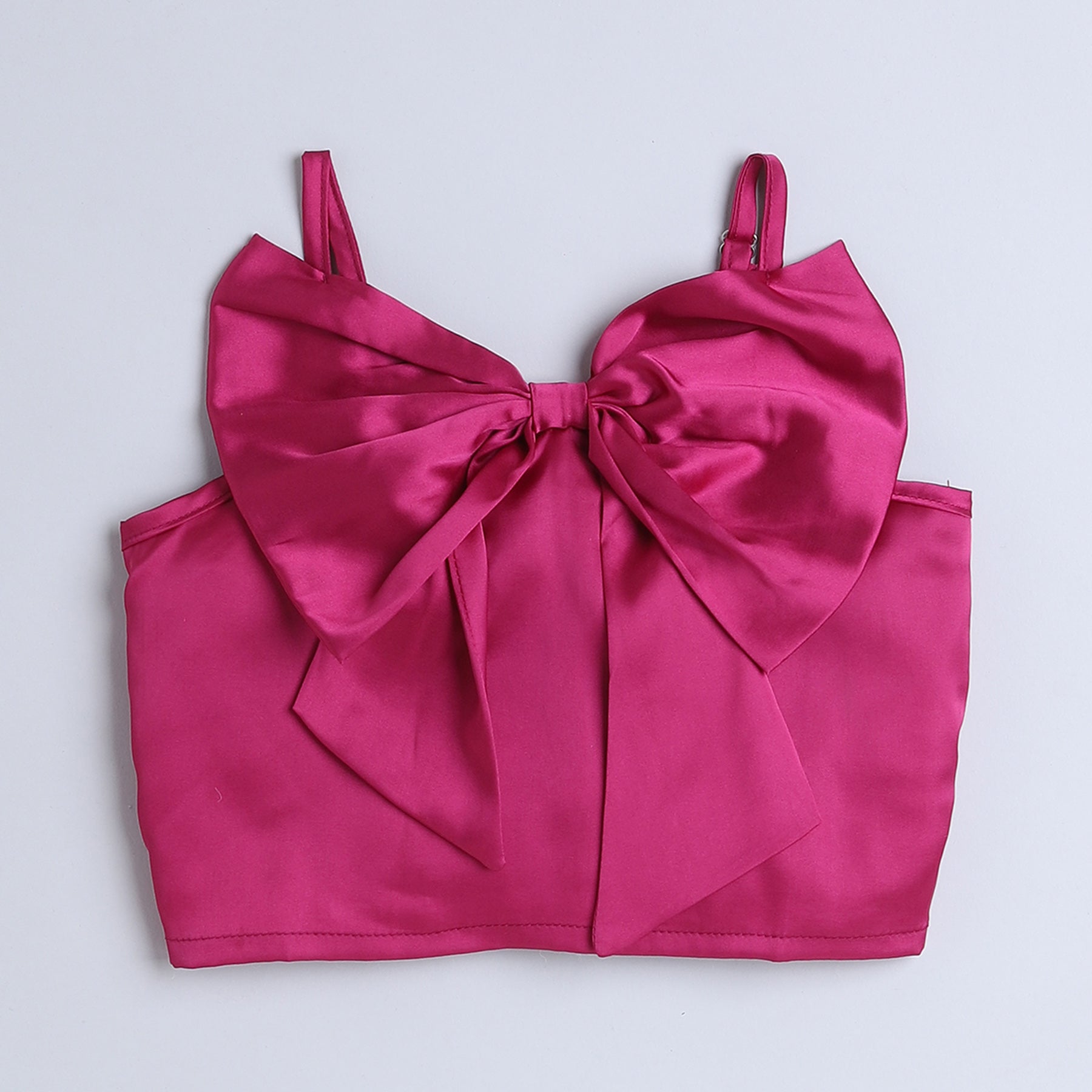 Shop Taffy Solid Bow Detailed Singlet Crop Top-Hot Pink Online