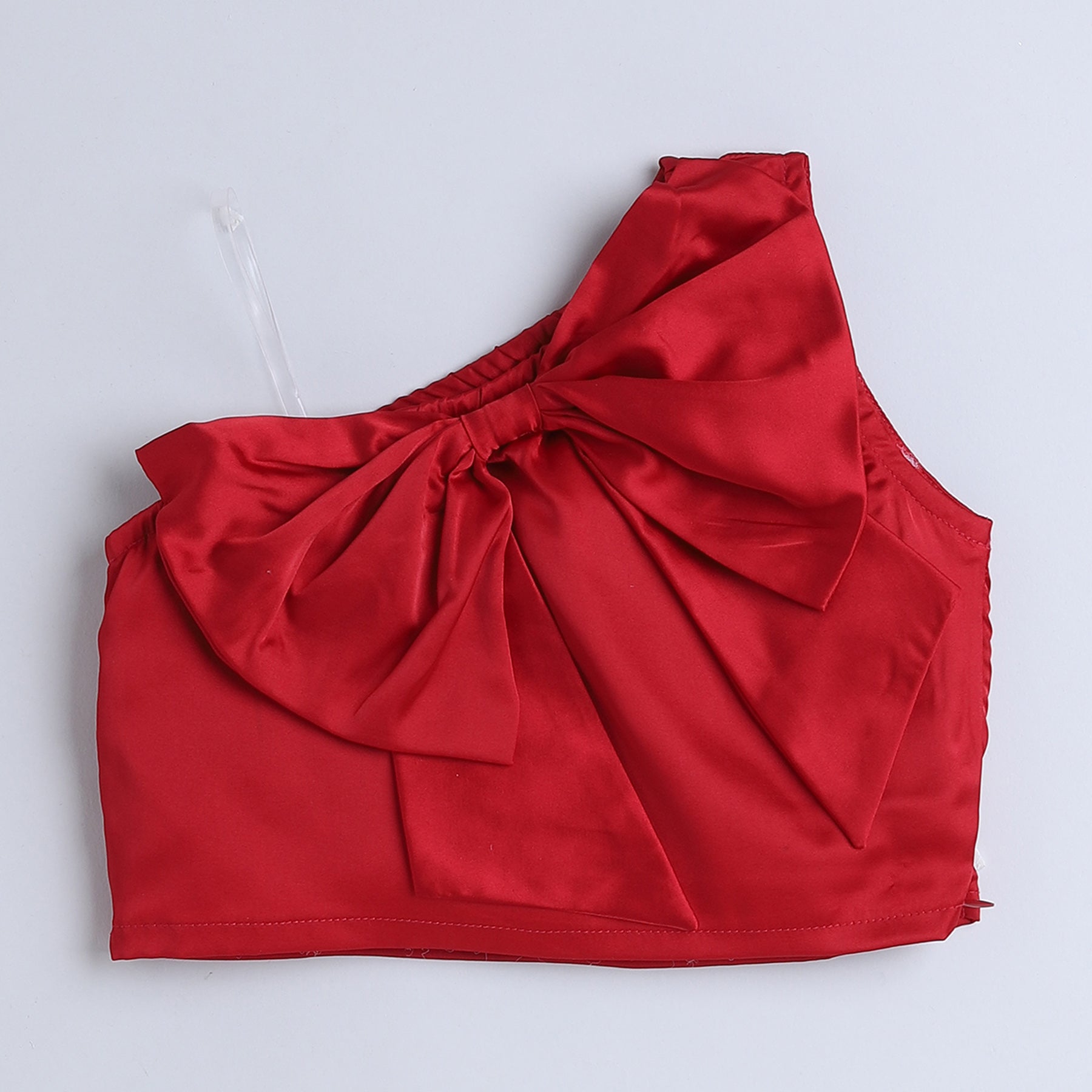 Shop Bow Detail Sleeveless One Shoulder Party Crop Top-Red Online