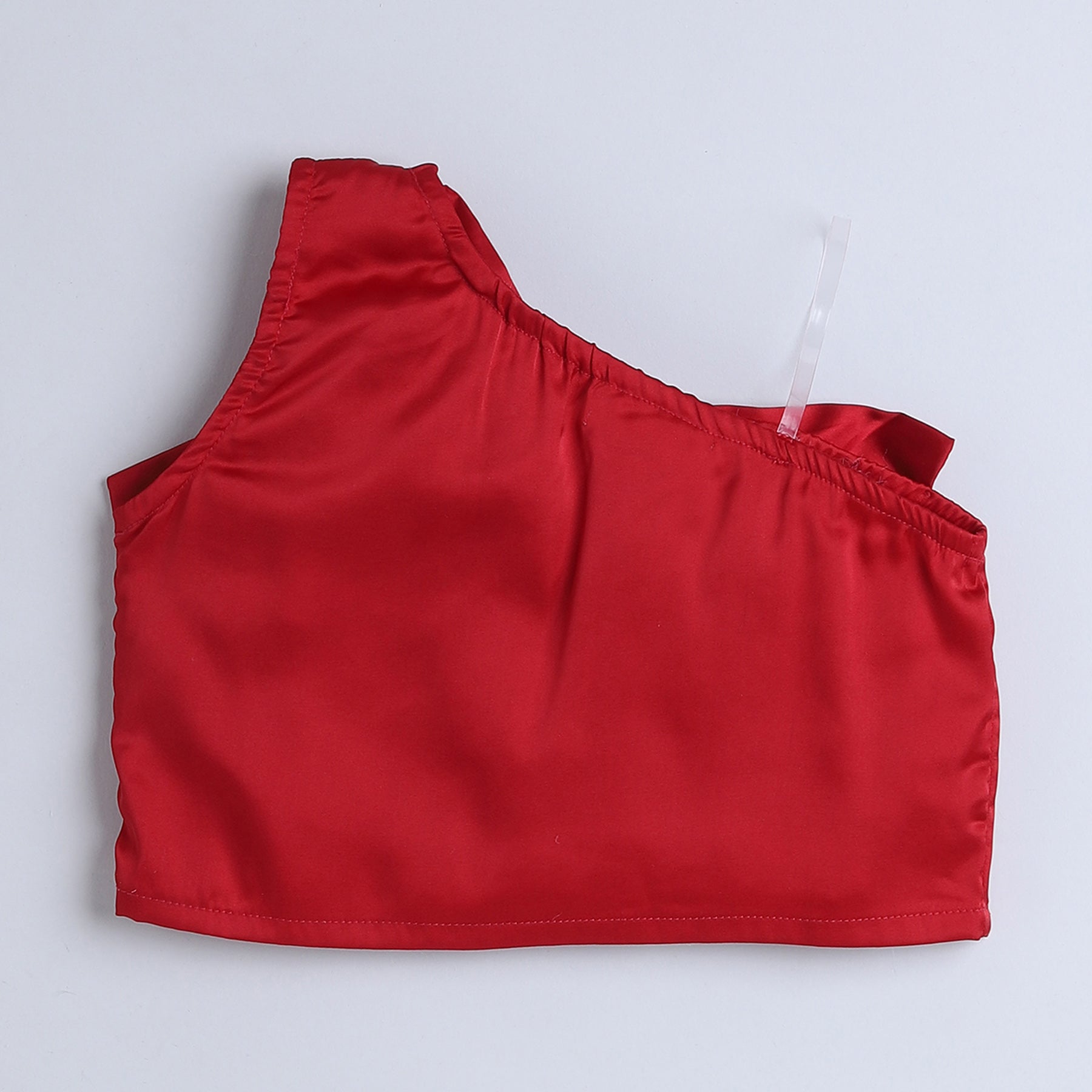 Shop Bow Detail Sleeveless One Shoulder Party Crop Top-Red Online