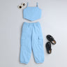 solid Singlet 'V' hem crop top and pocket detail jogger pant set-Powder Blue