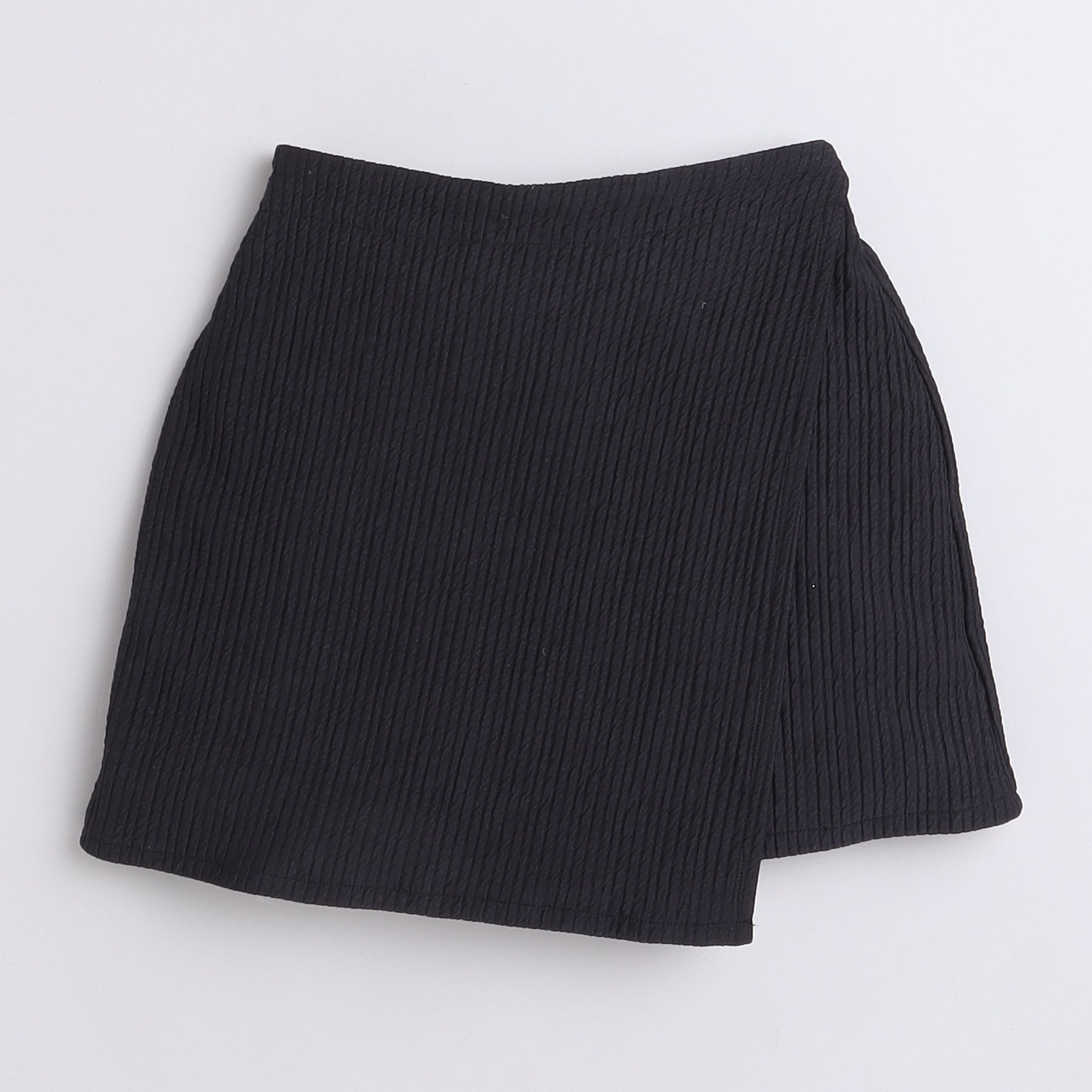 Sleeveless asymmetric crop top and stripes texture skirt set-Purple/Black