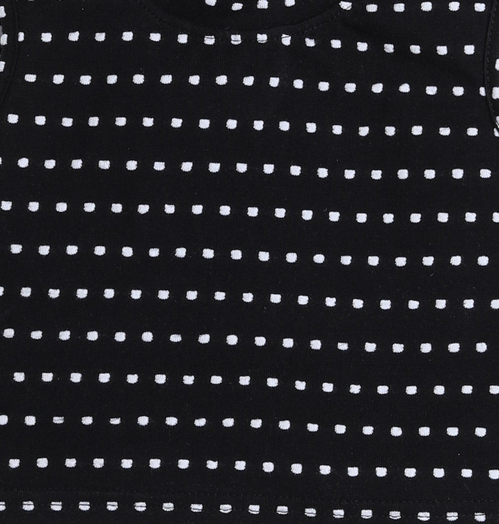 Shop 100% Cotton Dobby Design Sleeveless Crop Top-Black/White Online