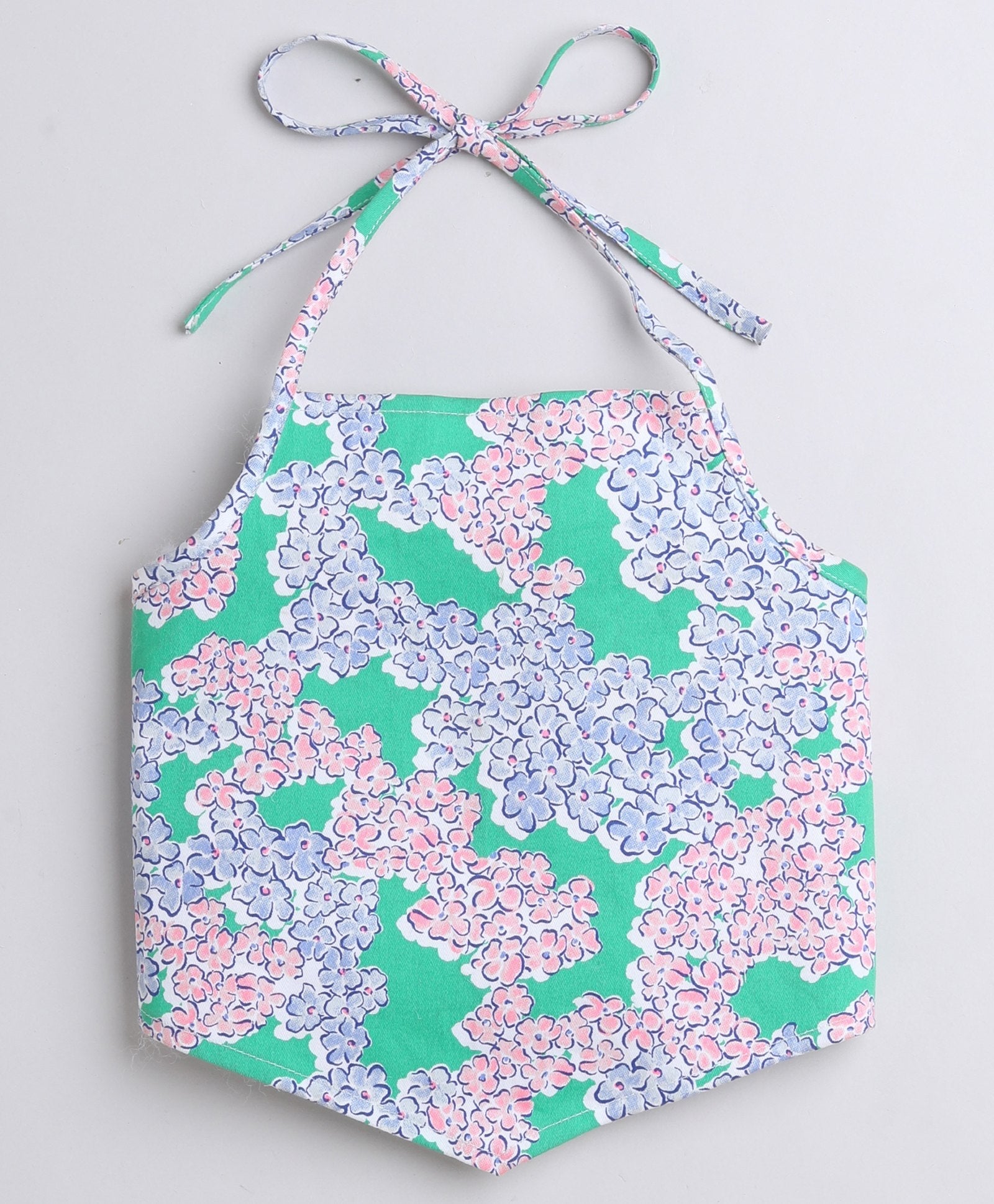 cotton Floral printed Halter neck back tie up crop top-Multi