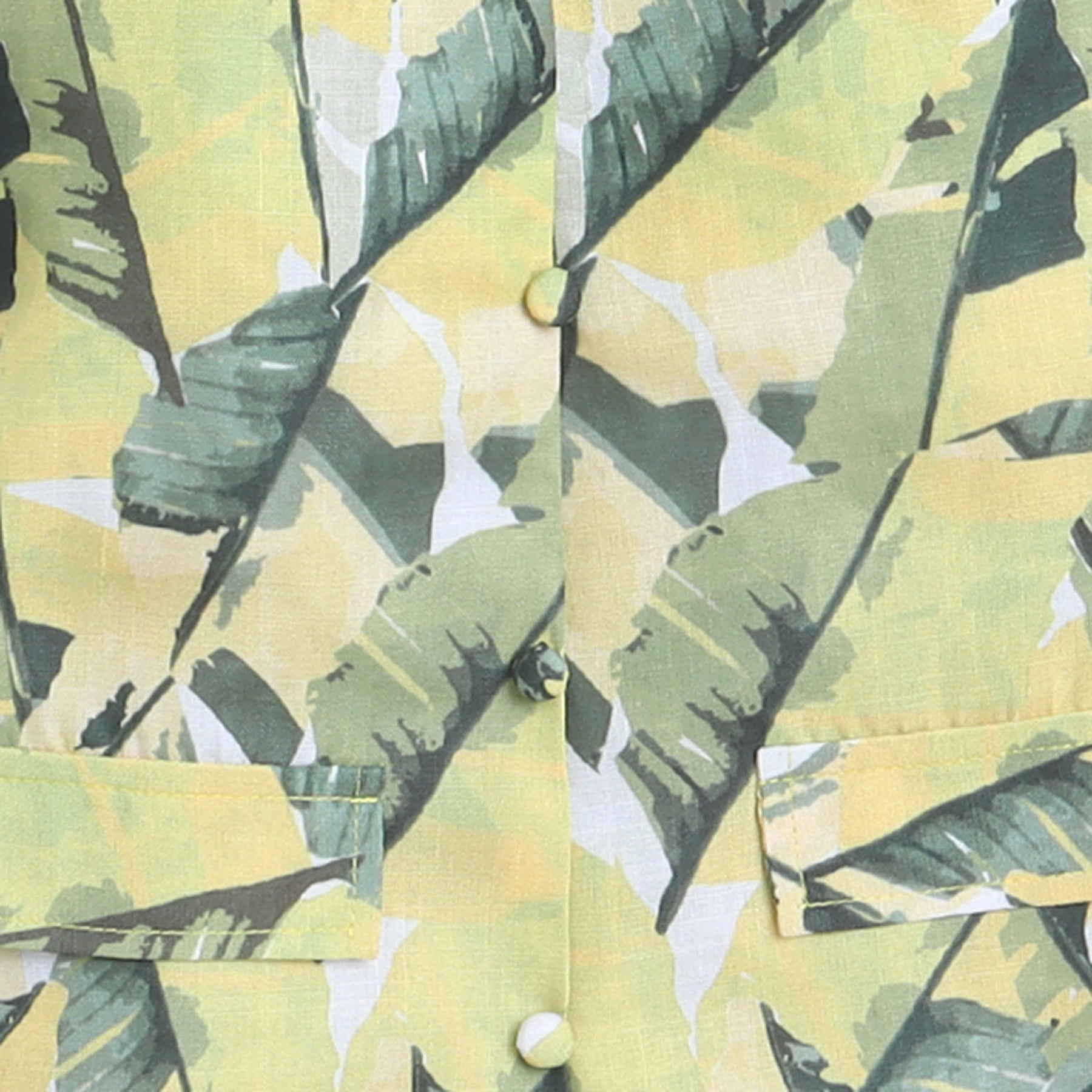Abstract printed button detail sleeveless halter neck Aline Dress-Yellow/Green