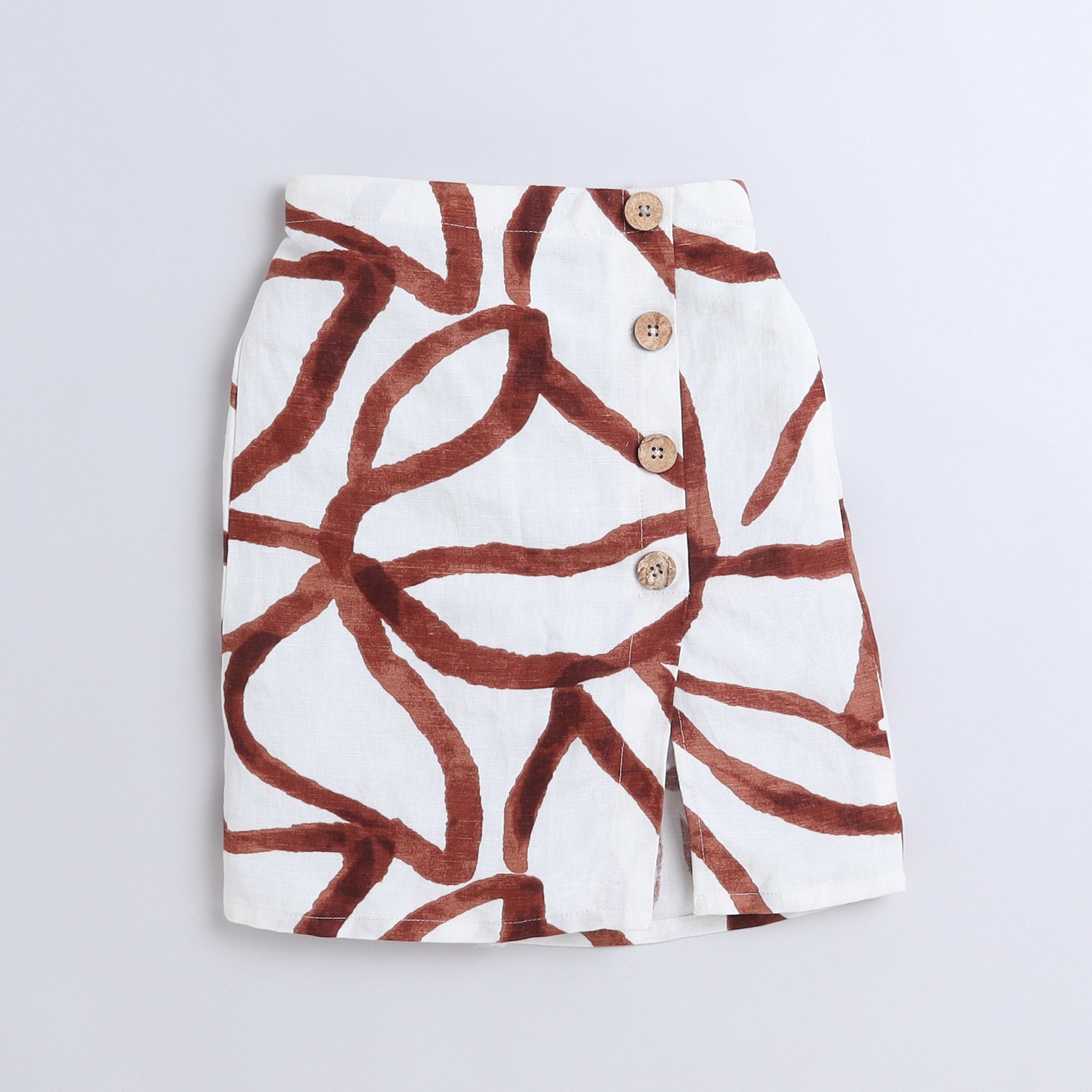abstract printed singlet top with matching long skirt cord set - brown/Beige