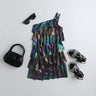 holographic asymmetric layered party dress-Multi