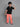 checks texture half sleeves zip up Tshirt and Tape detail cargo pant set-Black/Peach