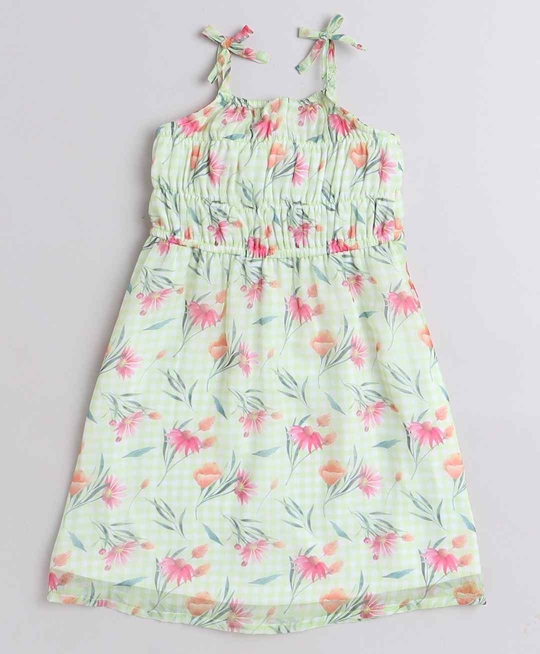 floral printed smocked detail singlet dress - Multi