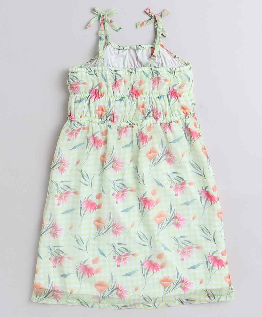 floral printed smocked detail singlet dress - Multi