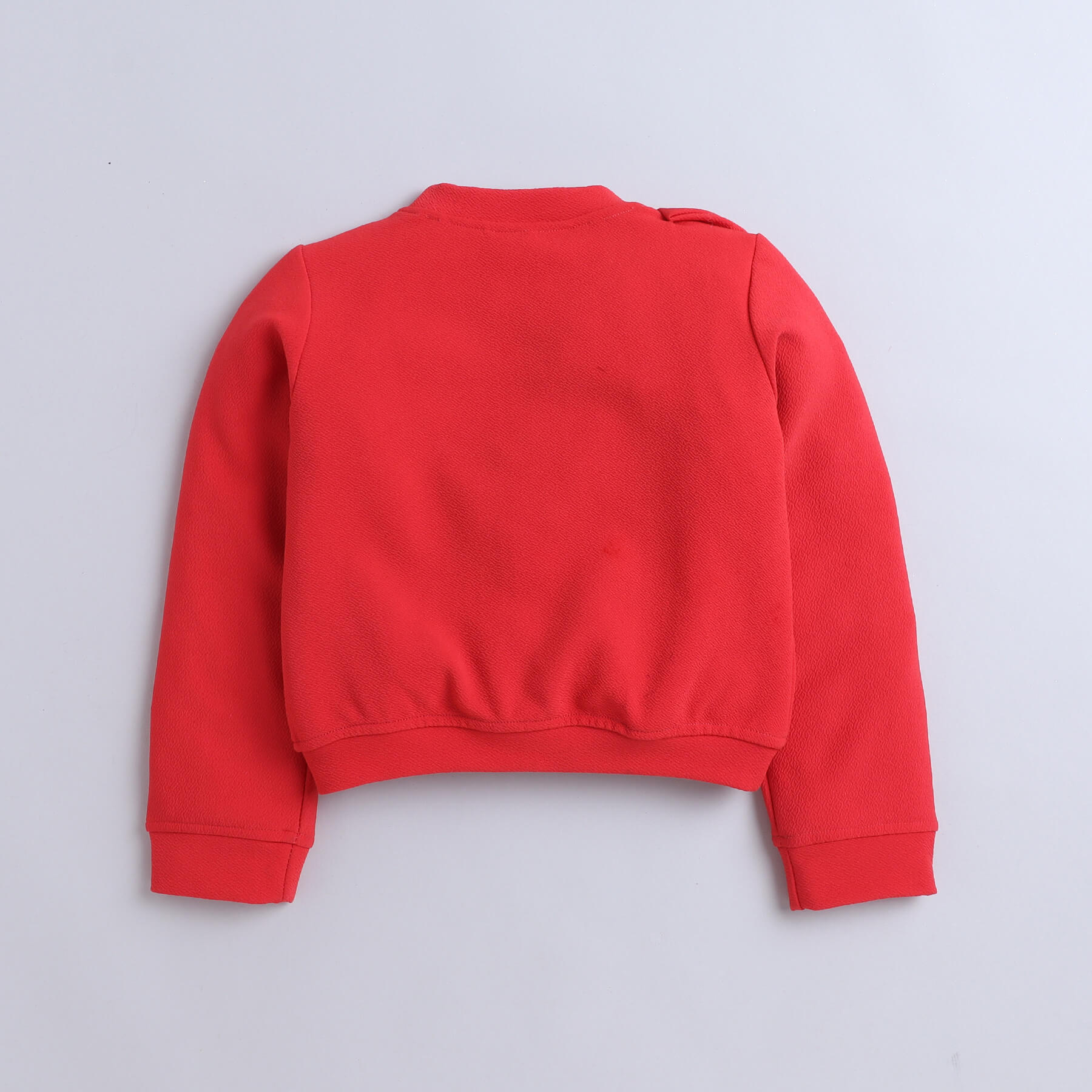 texture bow detail full sleeves sweatshirt -Coral red