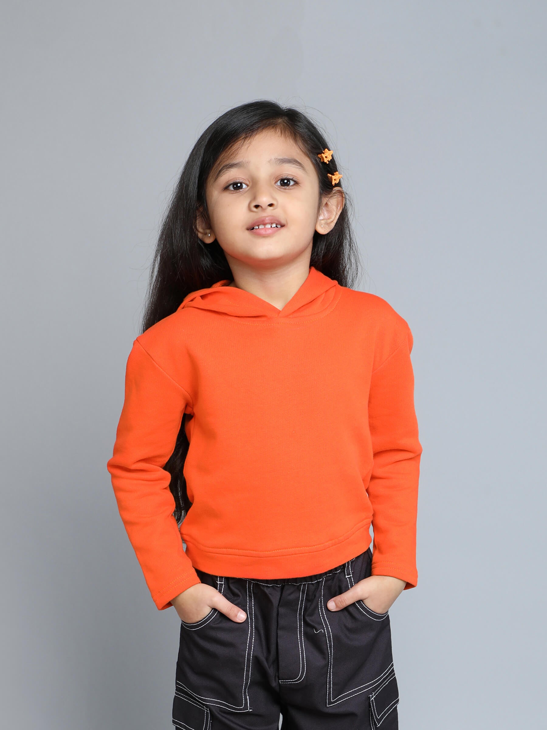 Taffykids graphic printed full sleeves hoody-Orange