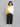 color block-knit full sleeves V-neck pullover sweatshirt-Yellow/White