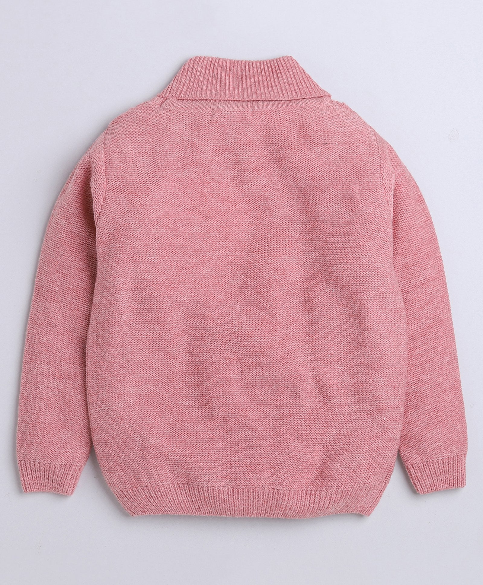 abstract knitted full sleeves turtle neck sweater-Pink