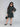 full sleeves turtle neck Aline lace party dress-Black/Green