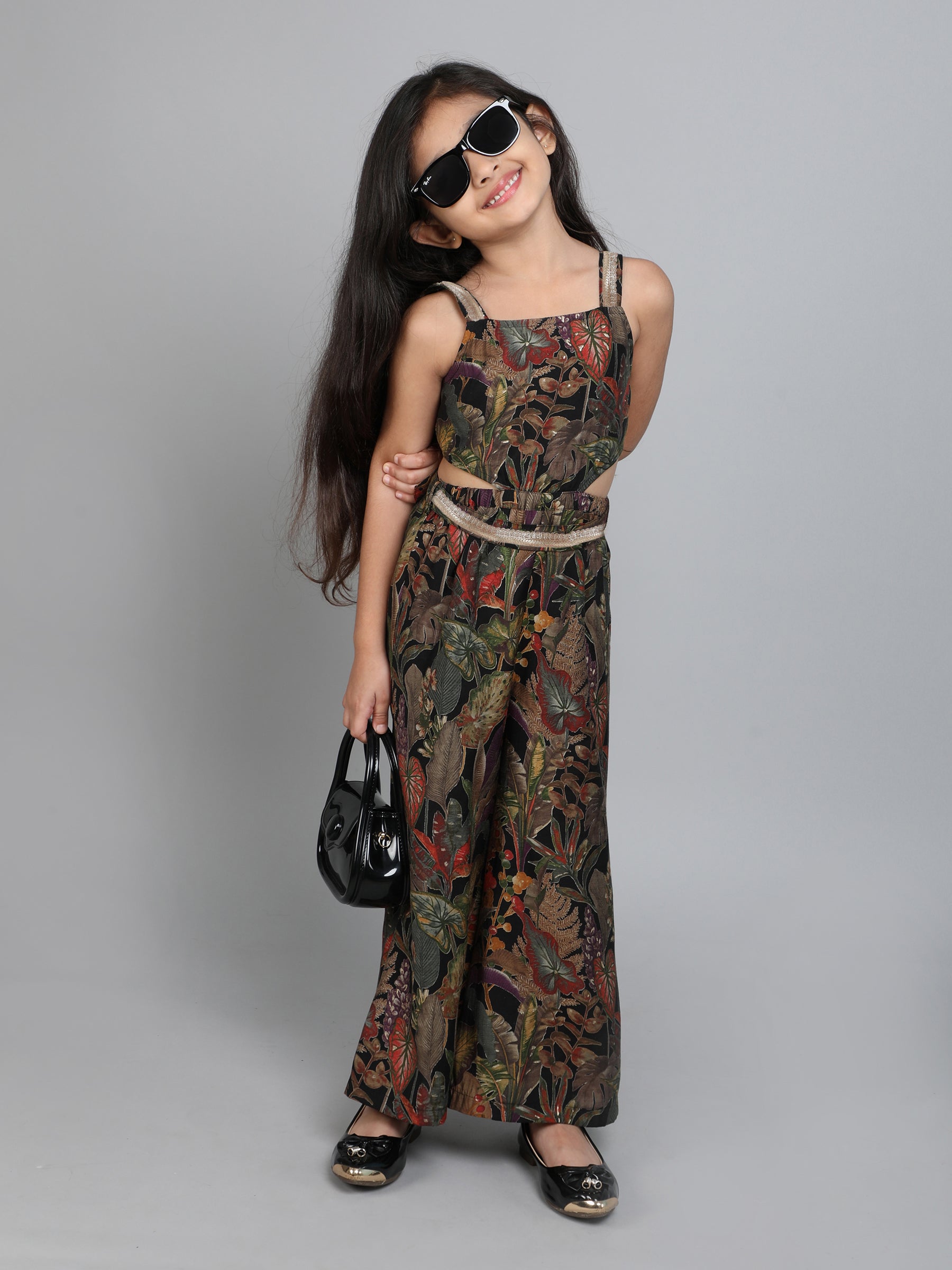 foil printed cut out jumpsuit - Multi