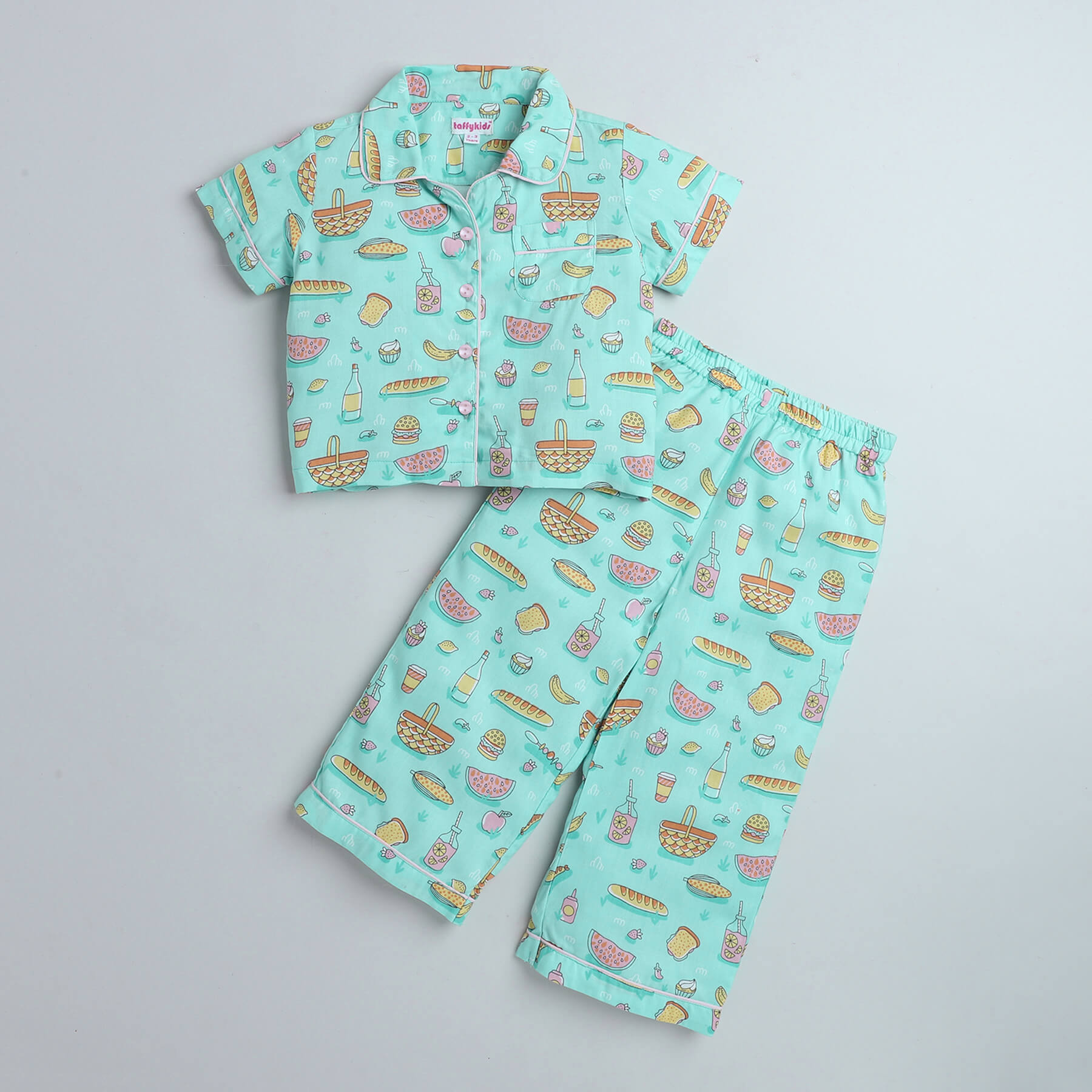 GREEN FOOD THEME PRINTED NIGHT SUIT