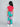 half sleeves cut out detail crop top with floral printed side tape slit pant set-Pink/Green