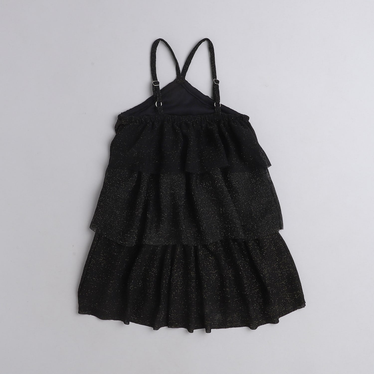 Girls Black Halter Neck Sleeveless Net Dress